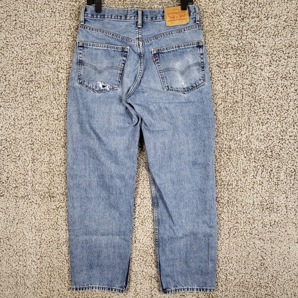 Levi's 550 Relaxed Fit‎ Jeans Mens W32 L30 Light Wash Denim Blue Distressed - Picture 2 of 12